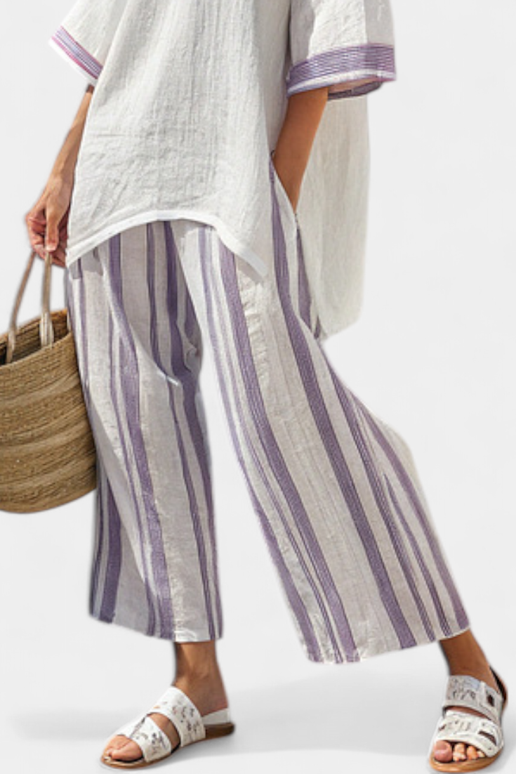 Allegra — Comoda maglietta e pantaloni a righe in bambù