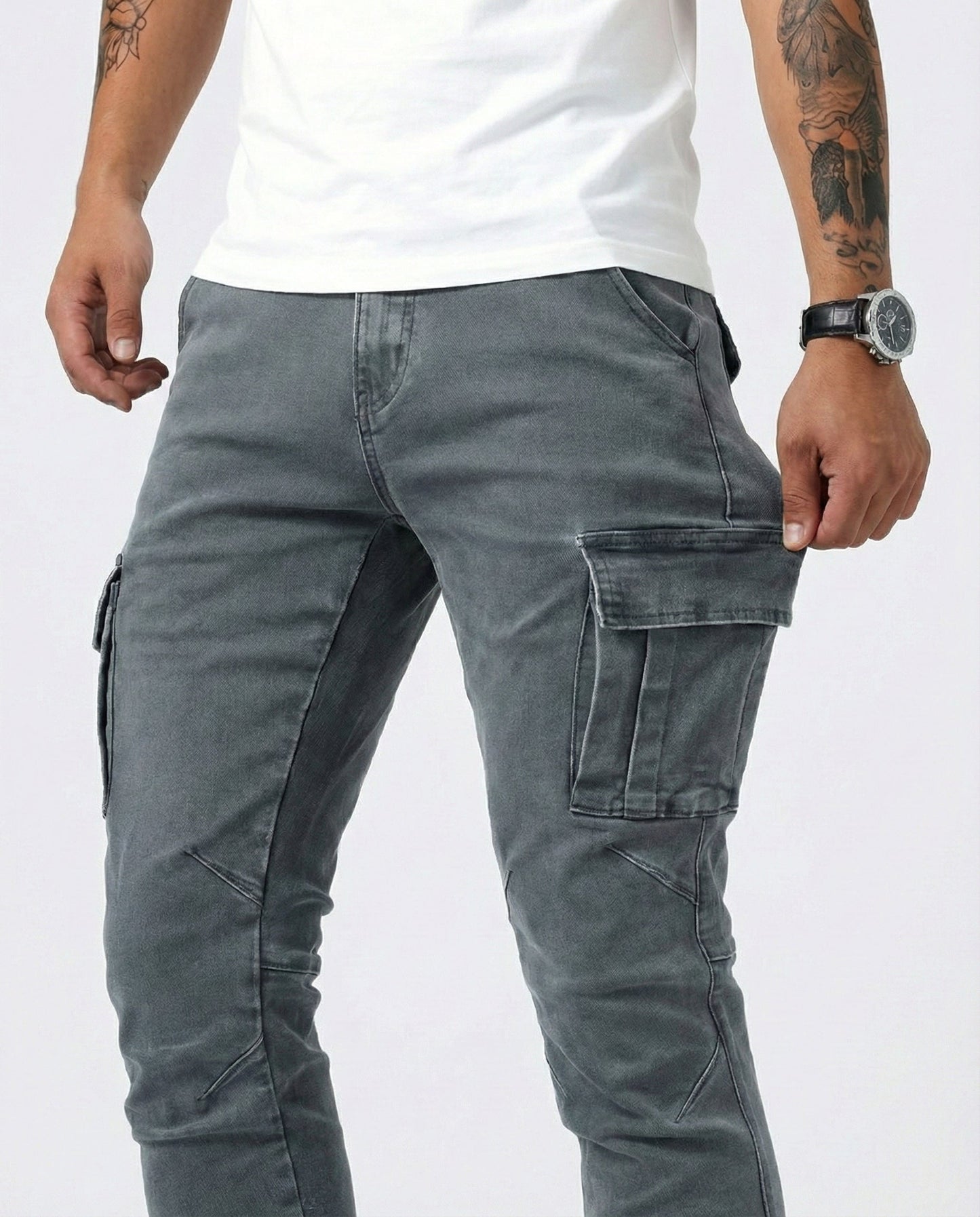 Pantaloni cargo elasticizzati blu