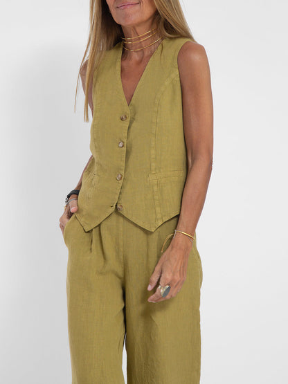 Aira – Elegante completo a due pezzi con gilet e pantaloni a gamba larga