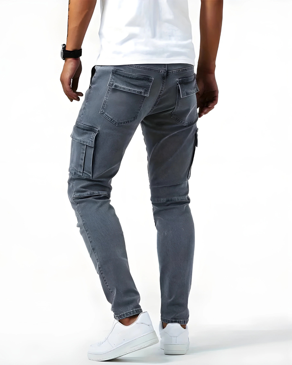 Pantaloni cargo elasticizzati blu