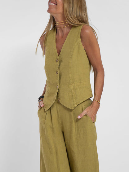 Aira – Elegante completo a due pezzi con gilet e pantaloni a gamba larga