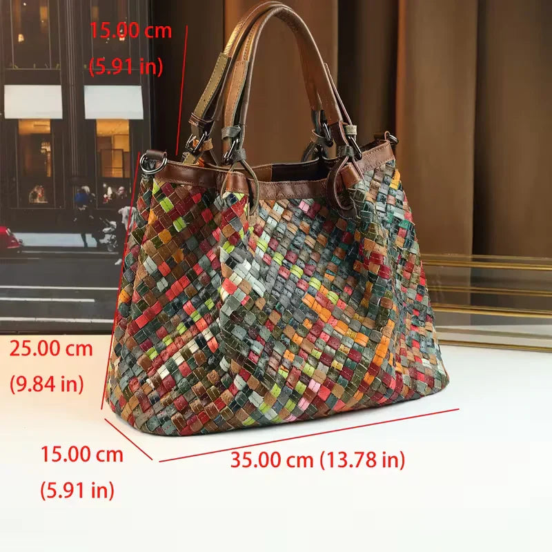 El encanto ecléctico de Laura | Bolso tote de piel con patchwork
