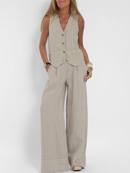 Aira – Elegante completo a due pezzi con gilet e pantaloni a gamba larga