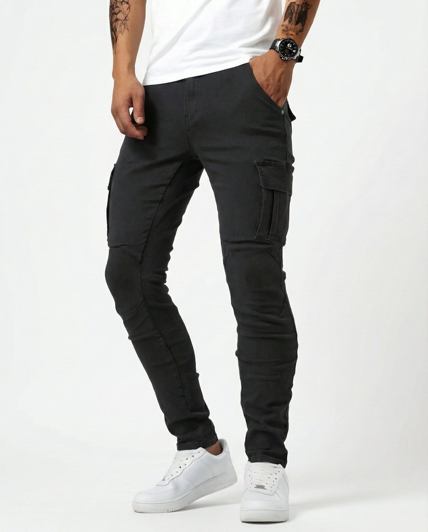 Pantaloni cargo elasticizzati blu