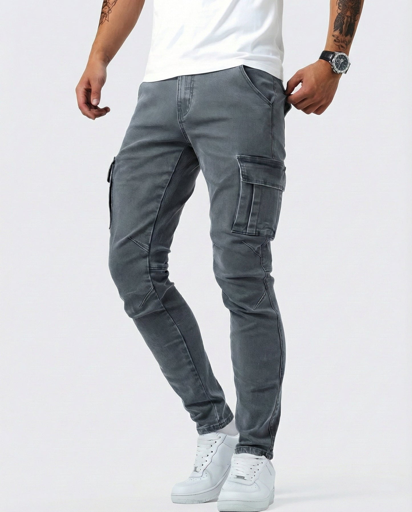 Pantaloni cargo elasticizzati grigi