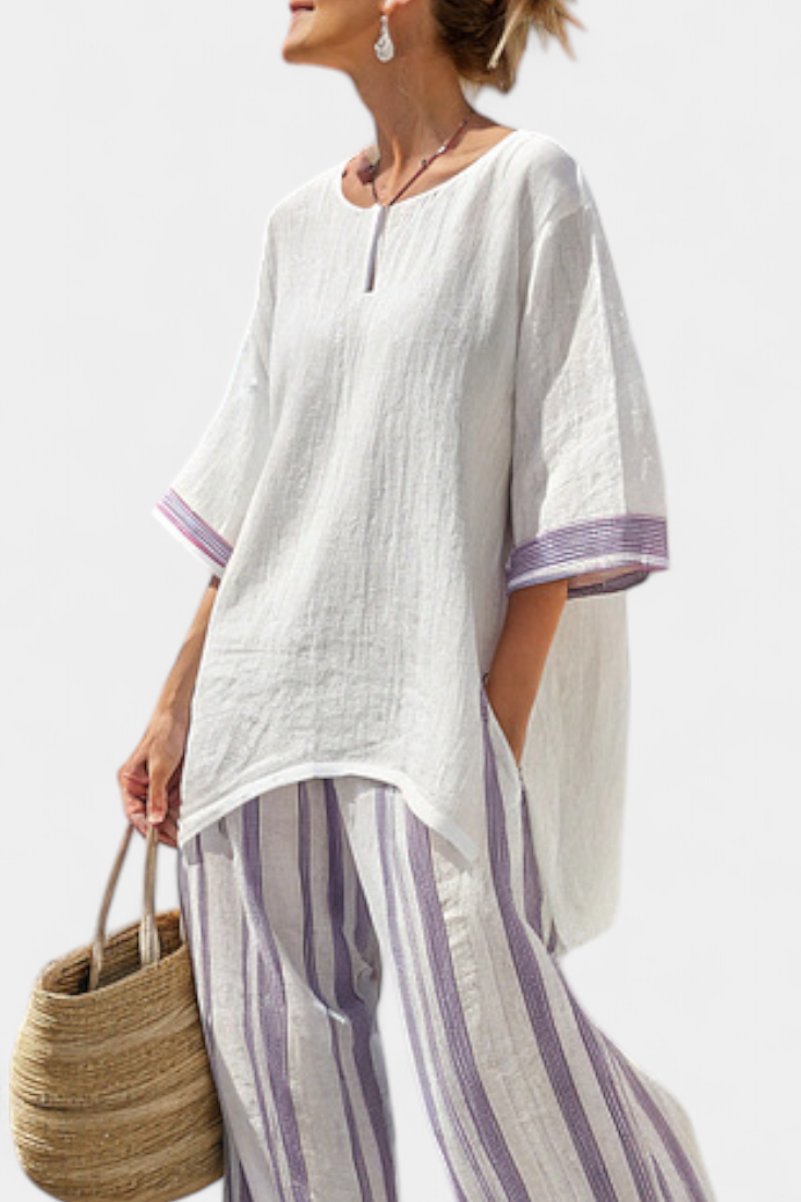 Allegra — Comoda maglietta e pantaloni a righe in bambù