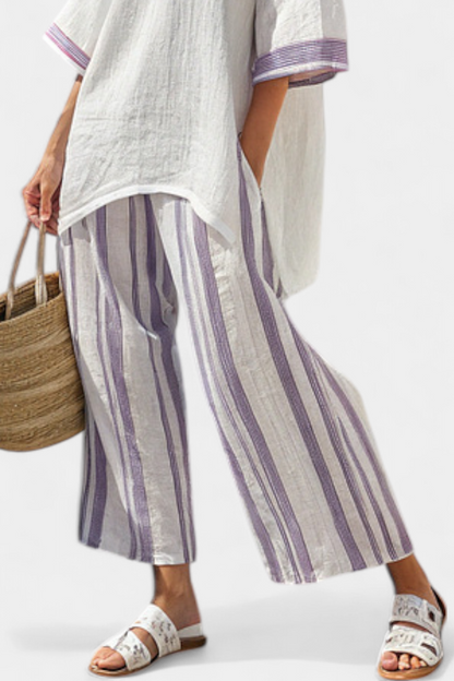 Allegra — Comoda maglietta e pantaloni a righe in bambù