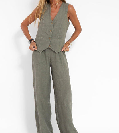 Aira – Elegante completo a due pezzi con gilet e pantaloni a gamba larga