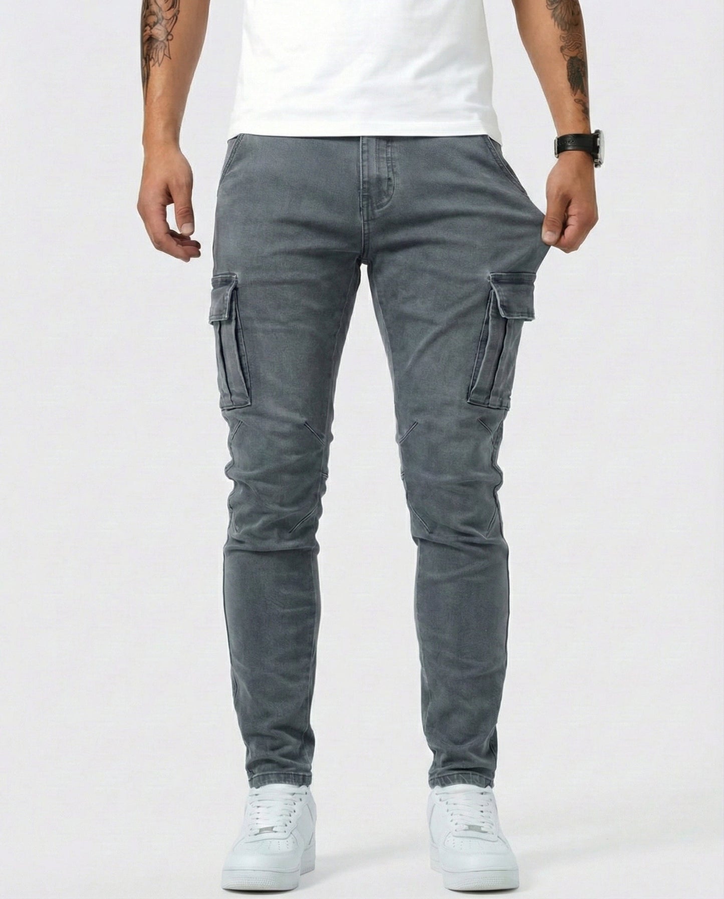 Pantaloni cargo elasticizzati blu